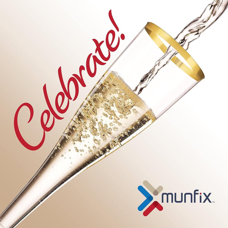 Munfix 50 Pack Gold Rimmed Plastic Champagne Flutes 5 Oz Clear Plastic Toasting Glasses Fancy Disposable Wedding Party Cocktail Cups with Gold Rim - Image 3